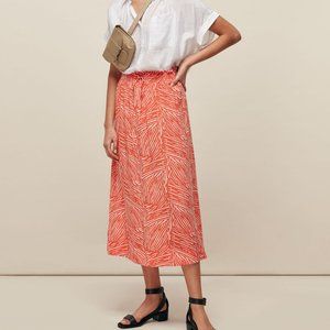 Whistles TIGER PALM SMOCKED WAIST SKIRT NWT Size 6